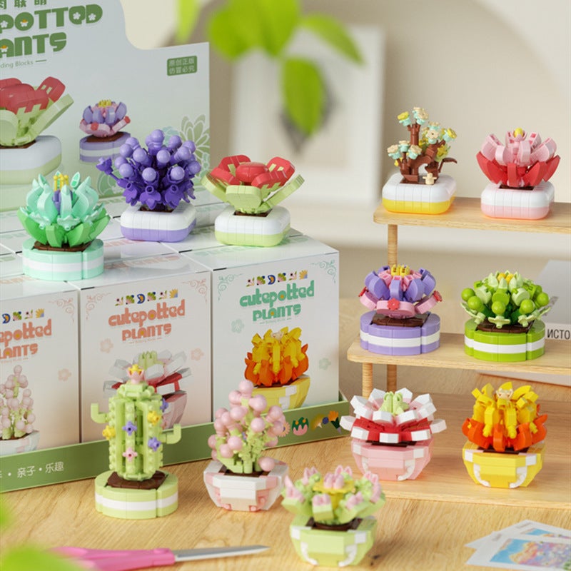 Compatible With Lego Fleshy Flowers Plant Cactus Potted Building Blocks Assembled Toy Ornaments Teacher'S Day Gift - Image 5